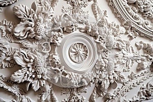 close-up of ornate plasterwork on a victorian ceiling