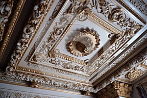 close-up of ornate plasterwork on a victorian ceiling