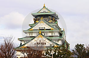 Close-up of Osaka castle , most visited place in Osaka, Japan