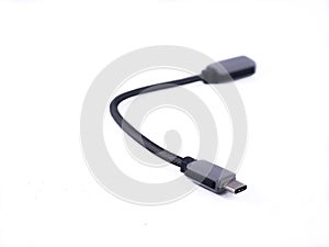 Close-up OTG cable on white background