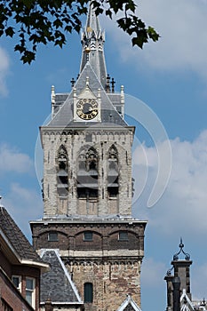 Close up oude stadhuis tower Delft
