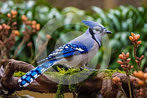 close up of outdoor blue jay bird