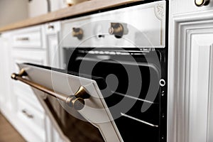 close up oven with golden details. High quality beautiful photo concept