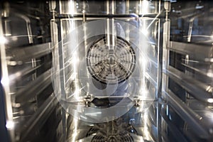 Close-up of the oven interior with lighting
