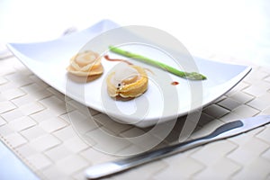 Close-up of oyster delicacy before the sauce is dripped over