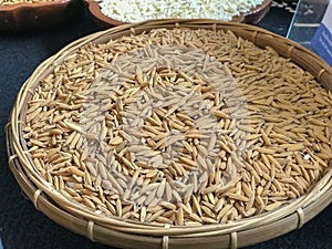 Paddy rice in the basket