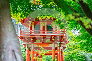 Close up of Pagoda in Japanese Tea Garden at Golden Gate Park