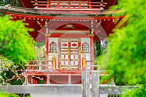 Close up of Pagoda in Japanese Tea Garden at Golden Gate Park, San Francisco