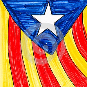 Close up of a painted Estelada, the Catalan independentist flag