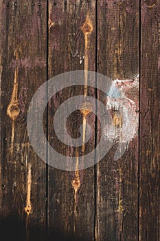 Close up of painted wall made of wooden planks.