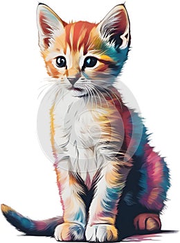 Close-up painting of a cute kitten.