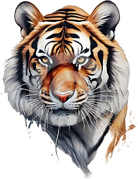 Close-up painting of a tiger.