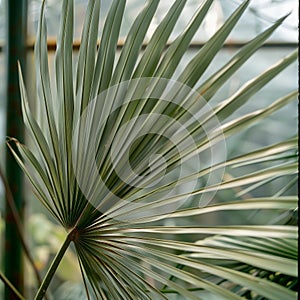 Close Up of a Palm Tree in a Greenhouse
