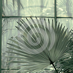 Close Up of a Palm Tree in a Greenhouse