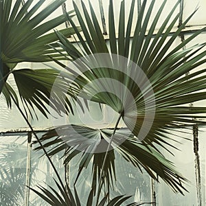 Close Up of a Palm Tree in a Greenhouse