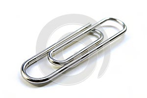Close up of the paper clip on white