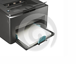 Close up paper sheets on the printer