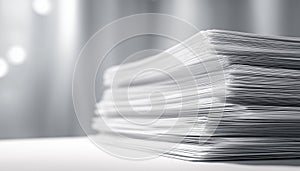 Close-Up Of Papers Stacked On A White Surface