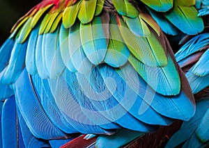 Close up of parrot feathers for background