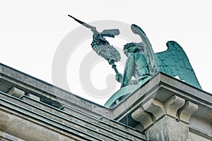 Close up part of the Brandenburg Gate Monument in Berlin on September 15, 2014