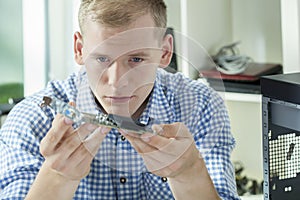 Close-up of patching the motherboard