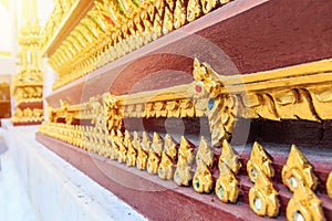 Close up pattern of Lai Thai on the base Thai Buddhist church