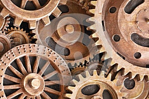 Close up pattern of sculpture using old rusted gears