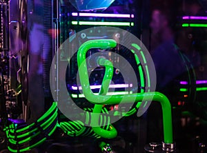 close up of pc for gaming with colorful led.