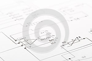 Close up of PCB wiring diagram circuit