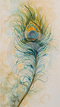 Close Up of a Peacock Feather on a Blurry Background