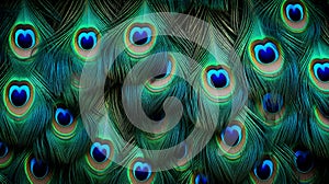 Close up of peacock feathers background AI Generated