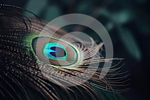 a close up of a peacock's feather with a dark background
