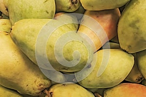 Pears in market stall