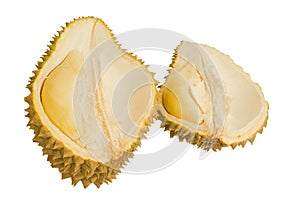 Close up of peeled durian isolated