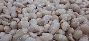 close-up of peeled, skinless peanuts