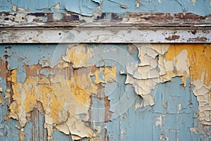 close-up of peeling paint on a weathered wooden door