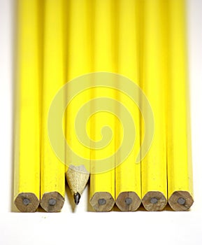 Close up of pencils in a line