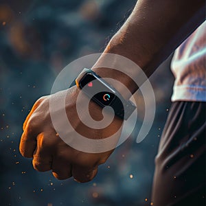 Close Up of Person Holding Wrist of Apple Watch photo