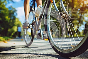 Close-Up of Person Riding Bike on Road