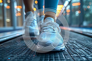 Close-up of a person\'s shoe while walking. Suitable for accompanying articles about the walking benefits