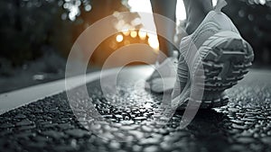 Close-up of a person\'s shoe while walking. Suitable for accompanying articles about the walking benefits