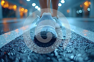 Close-up of a person\'s shoe while walking. Suitable for accompanying articles about the walking benefits