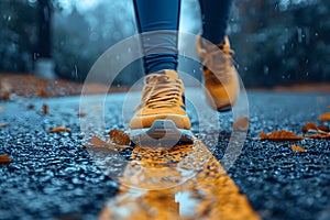 Close-up of a person\'s shoe while walking. Suitable for accompanying articles about the walking benefits