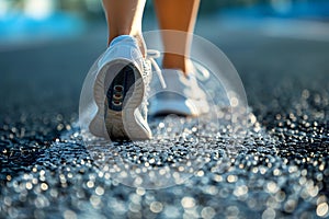 Close-up of a person\'s shoe while walking. Suitable for accompanying articles about the walking benefits