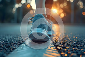 Close-up of a person\'s shoe while walking. Suitable for accompanying articles about the walking benefits