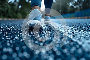 Close-up of a person\'s shoe while walking. Suitable for accompanying articles about the walking benefits