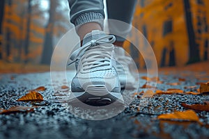 Close-up of a person\'s shoe while walking. Suitable for accompanying articles about the walking benefits,