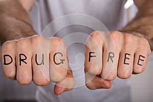 Drug Free Concept On Fist photo