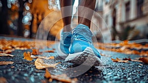 Close Up of Persons Running Shoes