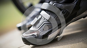 Close-Up of Persons Shoes With Bike in Background